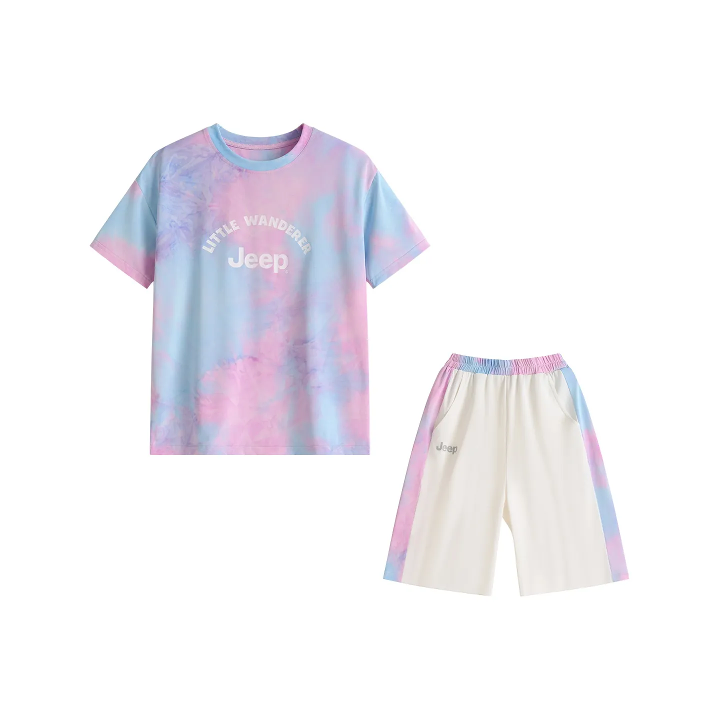 JEEP Повседневная Спортивная Одежда 2025 Летний Женский Модный 2-Предметный Комплект Подростки