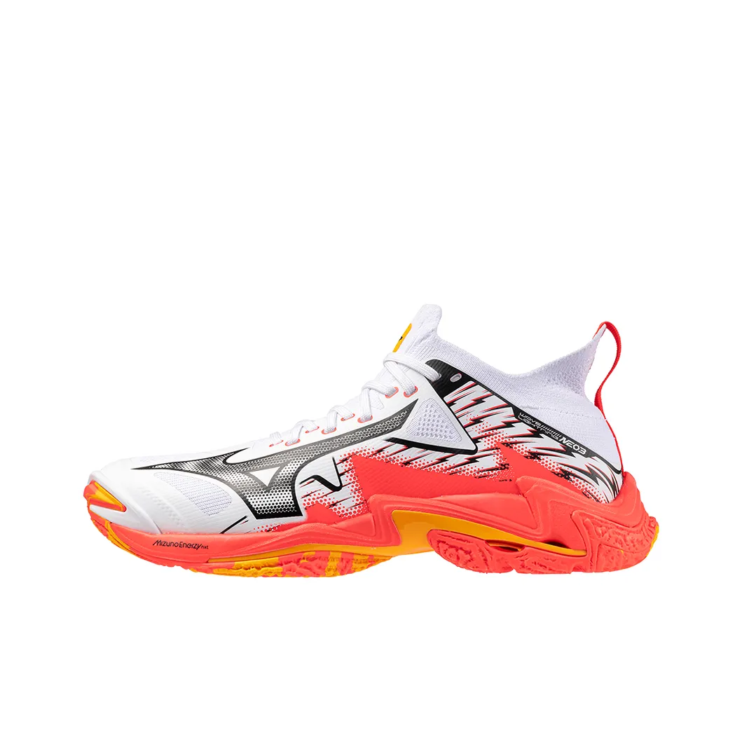 Mizuno WAVE LIGHTNING NEO 3 Low Топ Кроссовки для тренировок Унисекс Белый Оранжевый