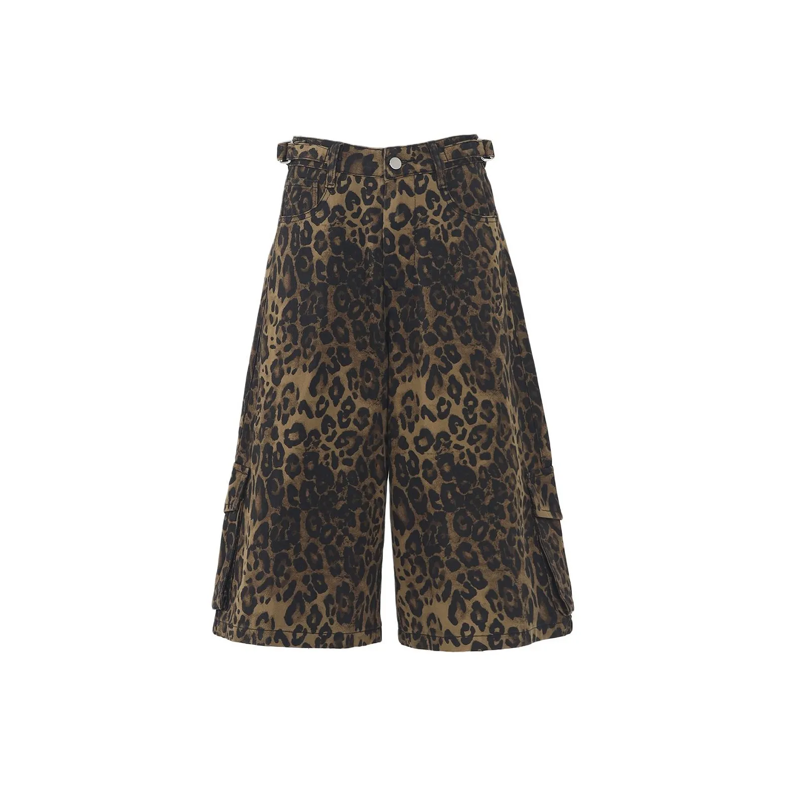 Wen Shan Леопардовый принт Штаны капри Женские Джинсовые шорты