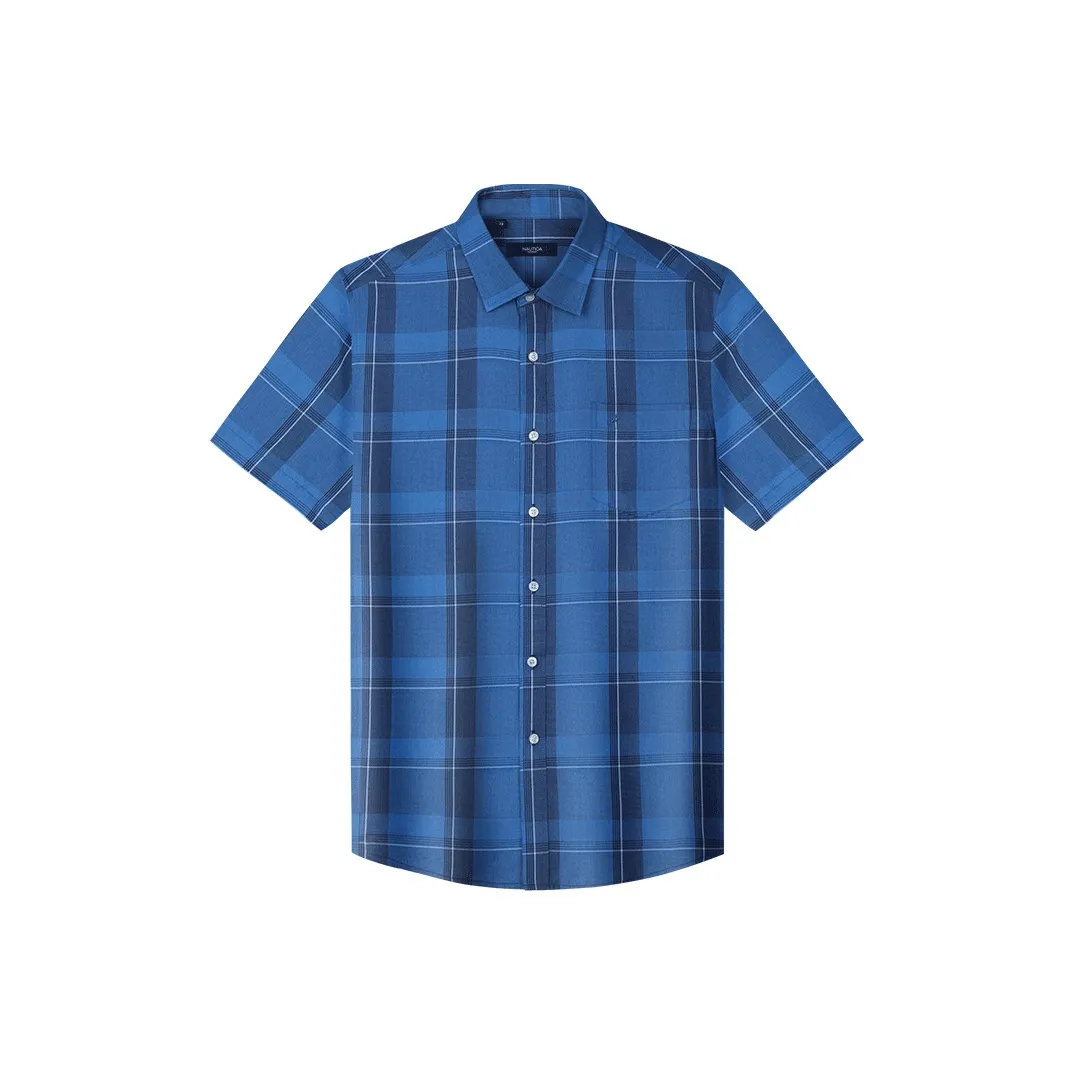 NAUTICA TAILORED Мужская рубашка в синем клетчатом узоре