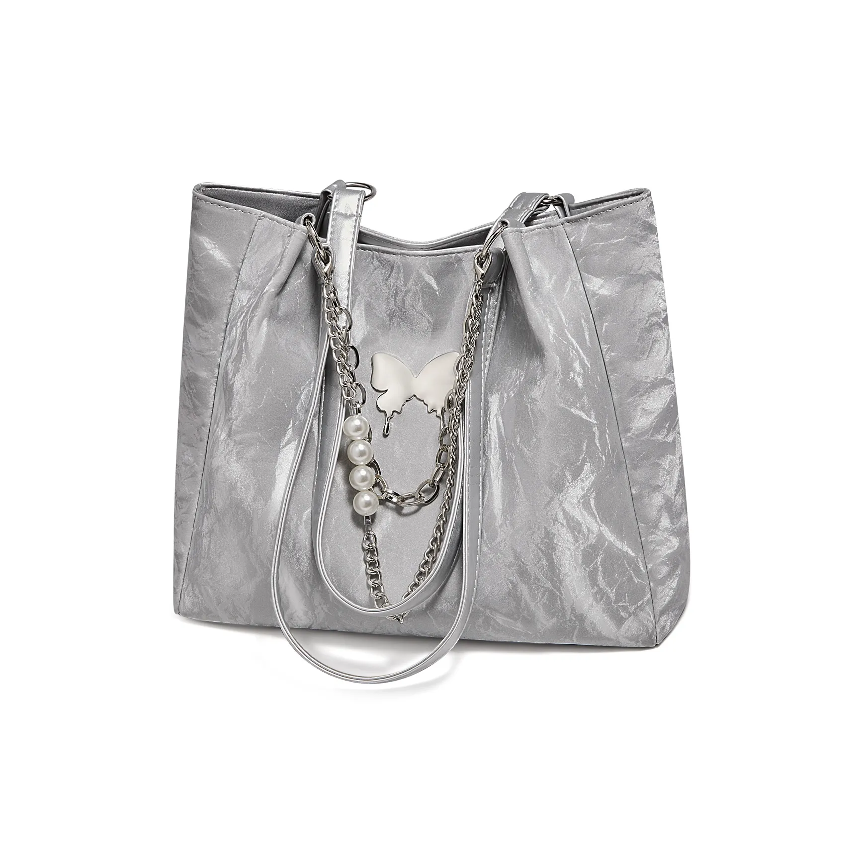 Safiya Сумка Tote из синтетической кожи сумка для покупок сумка через плечо женская серебряная