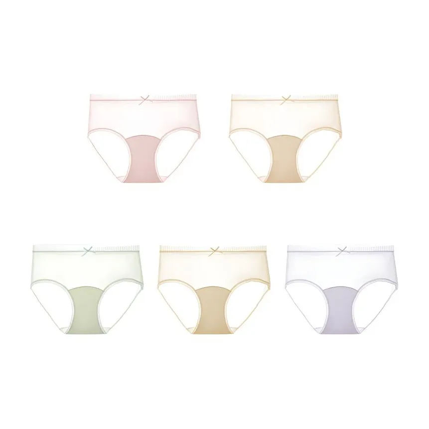 Городская красота Трусики-бикини Удобный Высокая эластичность Бесшовный Телесный Feel Женский 5 пар