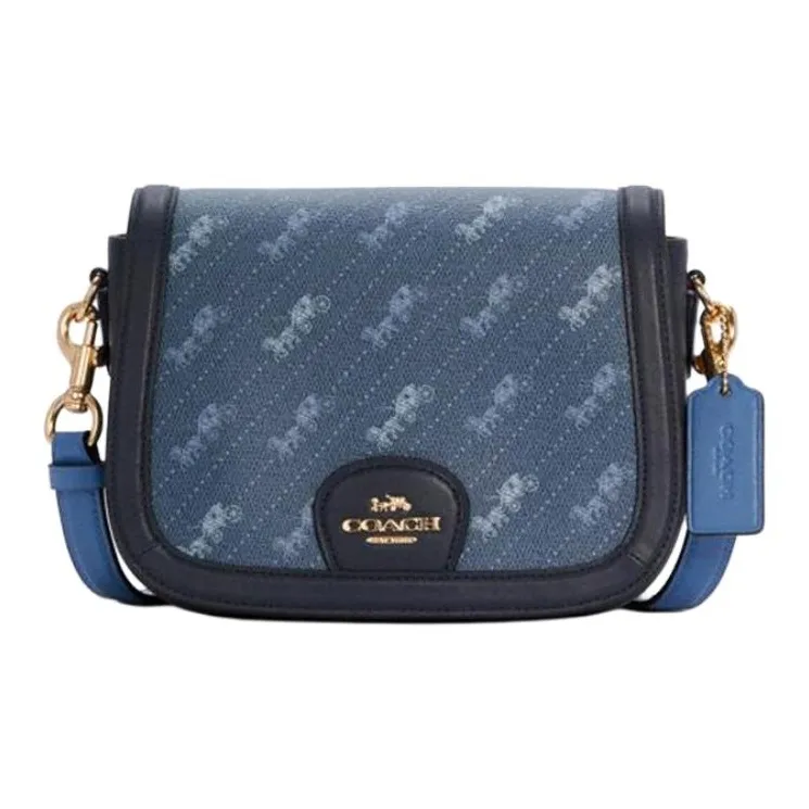COACH Кожа Седло Сумка Сумка через плечо Маленькая Женская Синяя