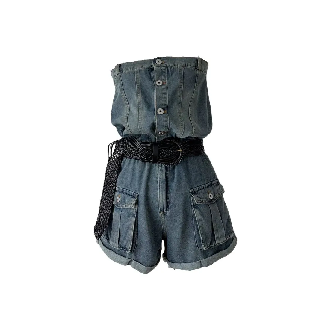 MTHE Синие джинсовые шорты Ван-Пис Женские шорты