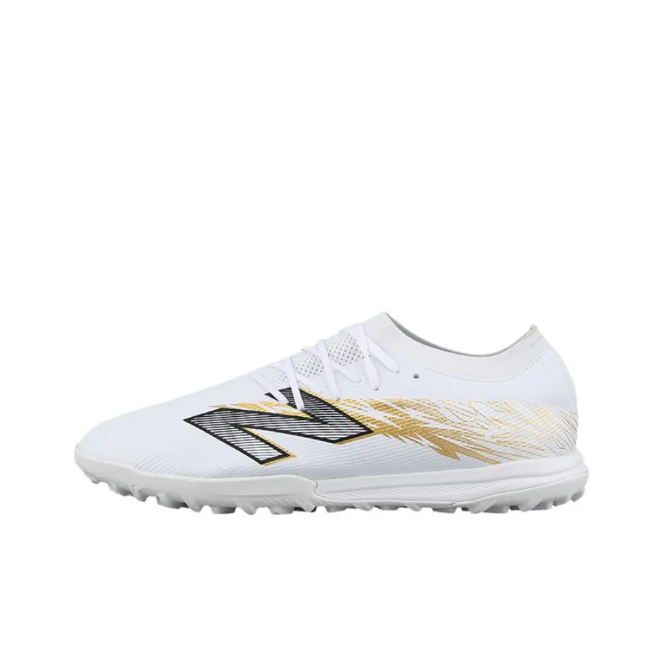 New Balance Furon V8 TF Шипы Устойчивость к абразиву Дышащий Покрытие Футбольные бутсы Унисекс Белый Золото Черный