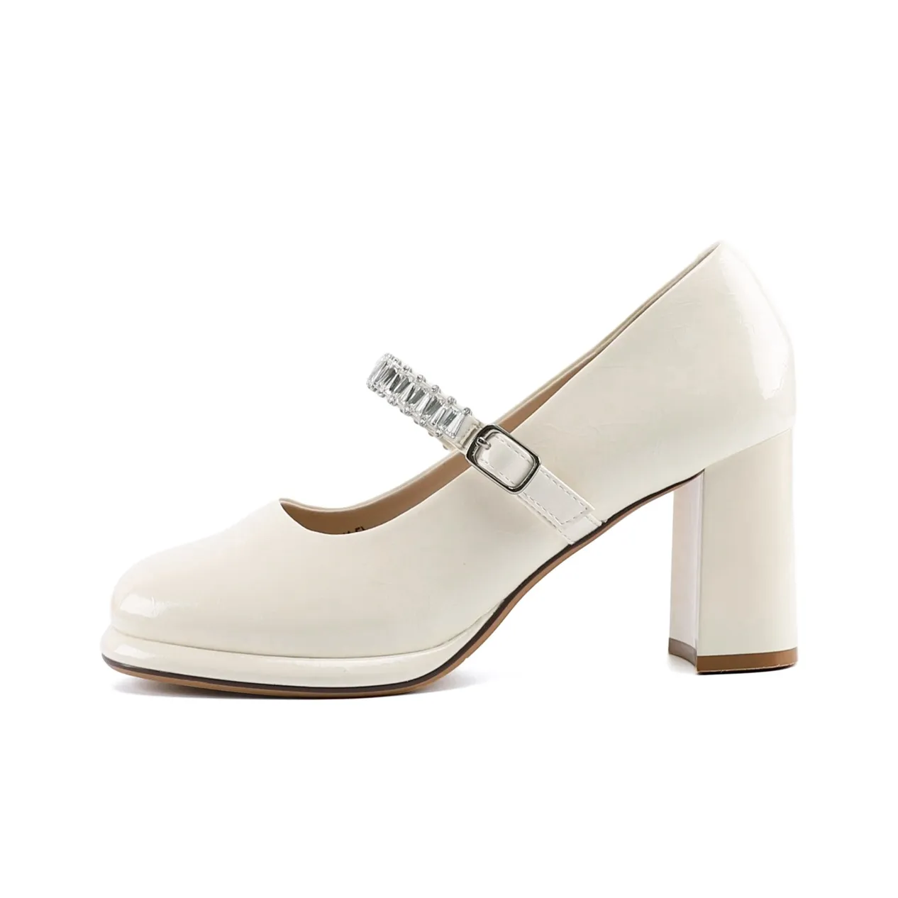 JOSINY Квадратный каблук Mary Jane обувь 7,5 см Женская Экрю