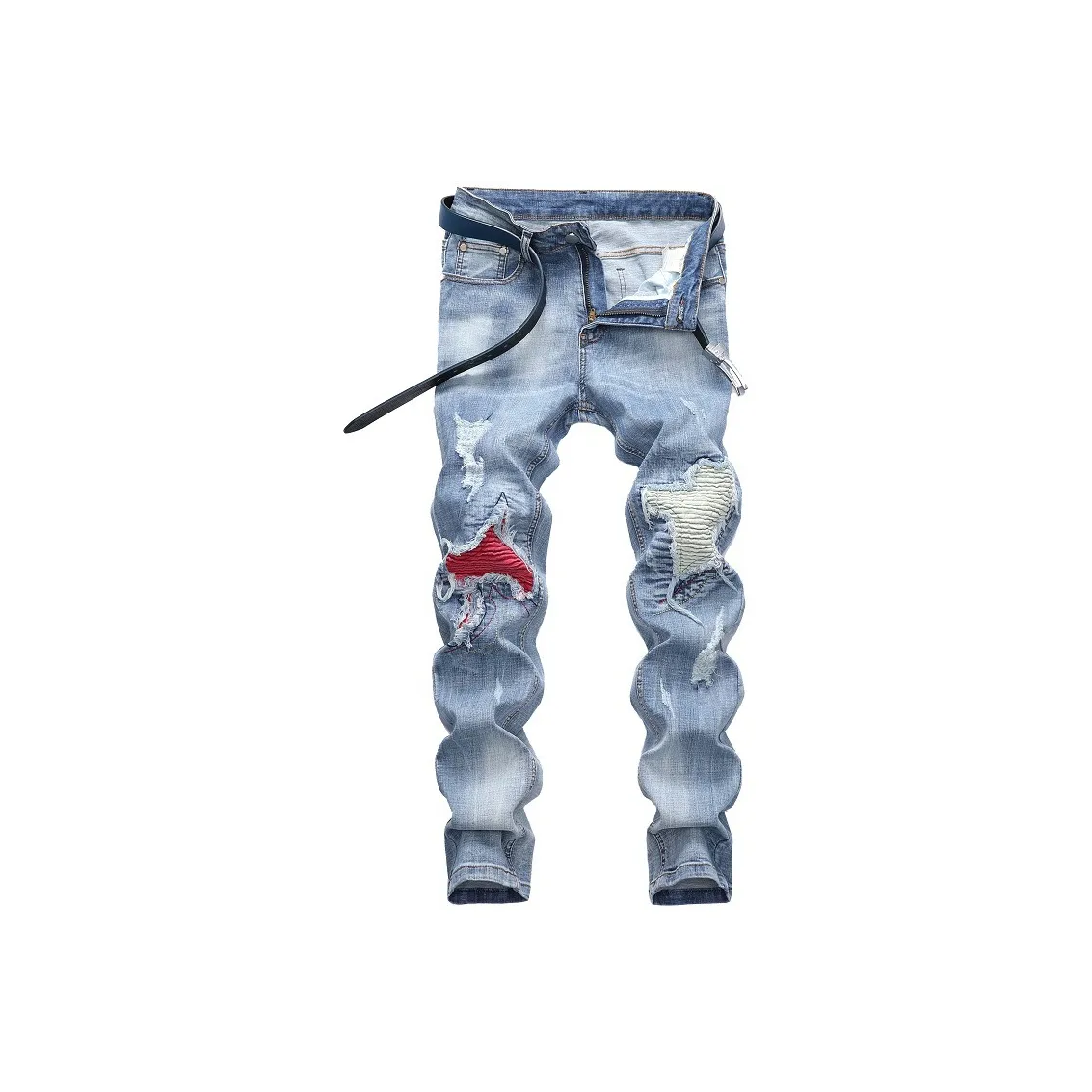 YOUSEKOO Светло-синие джинсы унисекс без ремня