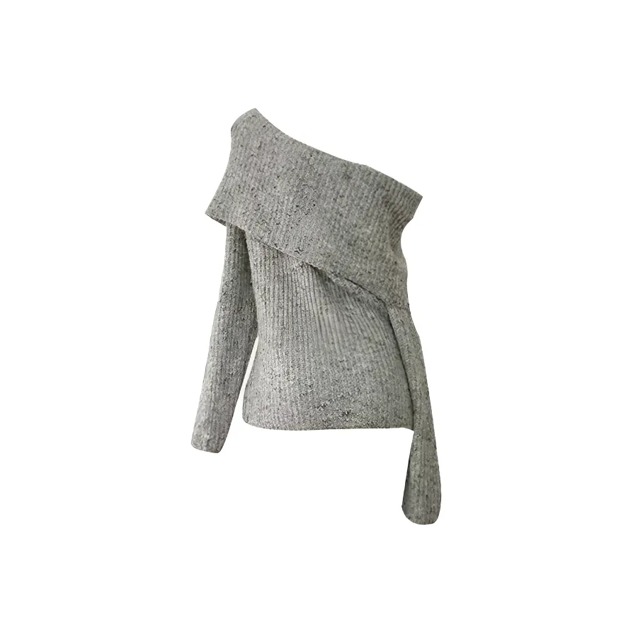 PZGE Фотиния Серый Off The Плечо Женский Трикотаж