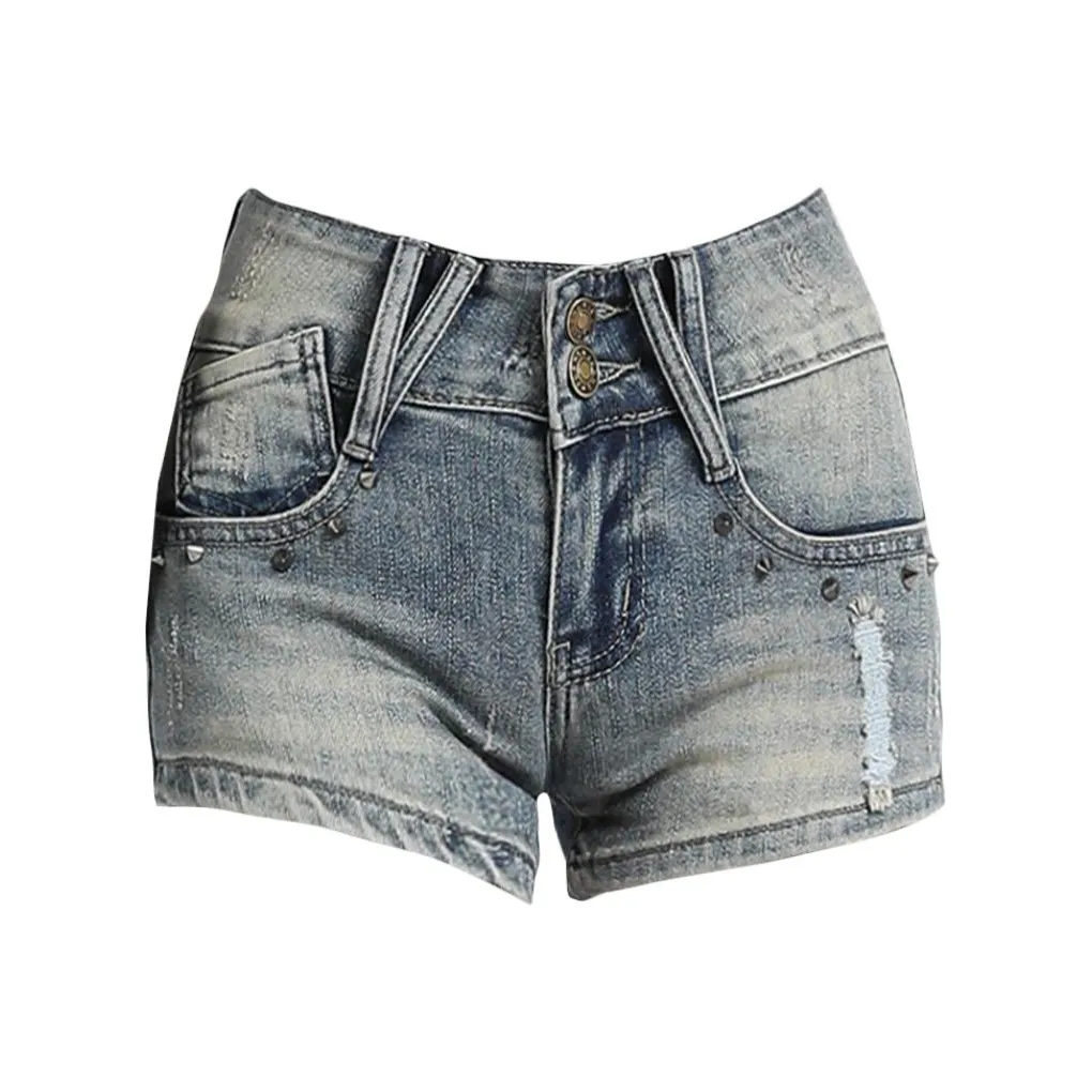 SHIJI MX 911 2 Ностальгический синий Женские джинсовые шорты