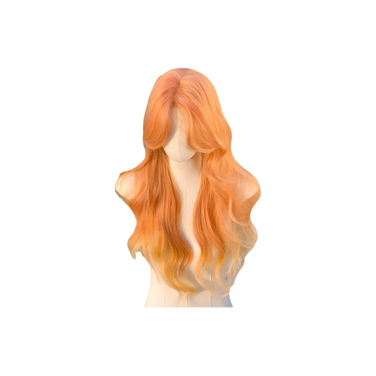 Time Shadow Sweet Orange Baby Грейпфрут Апельсин Градиентный Большая волна Длинный Волосы Полный Набор для головы