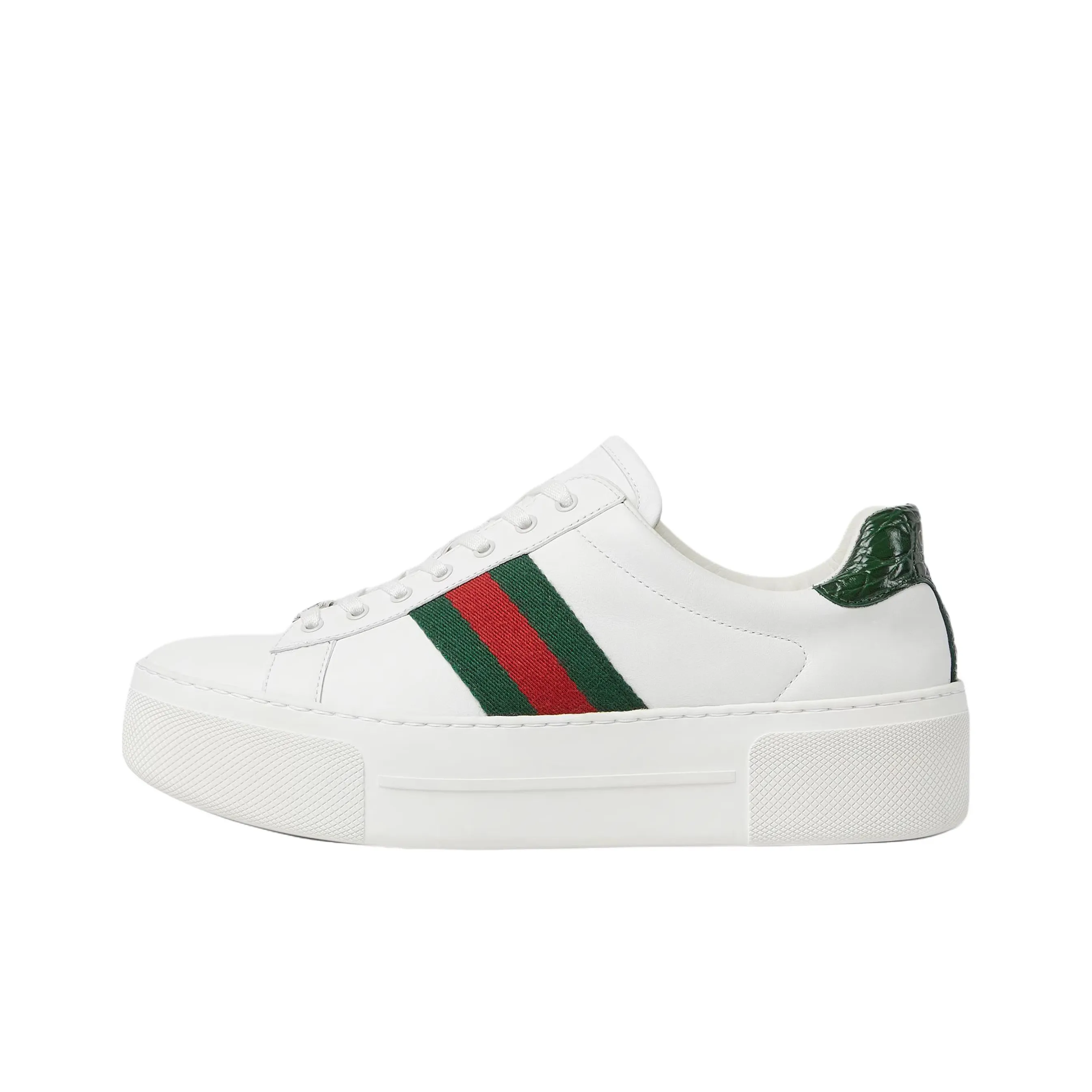 GUCCI Ace Low Топ Скейтборд Кроссовки 4,5см Женские Белый Зеленый