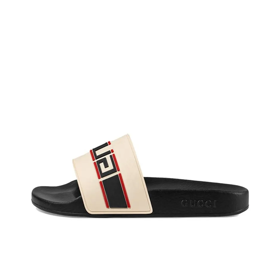 GUCCI Stripe Rubber Slide 'Ecru'