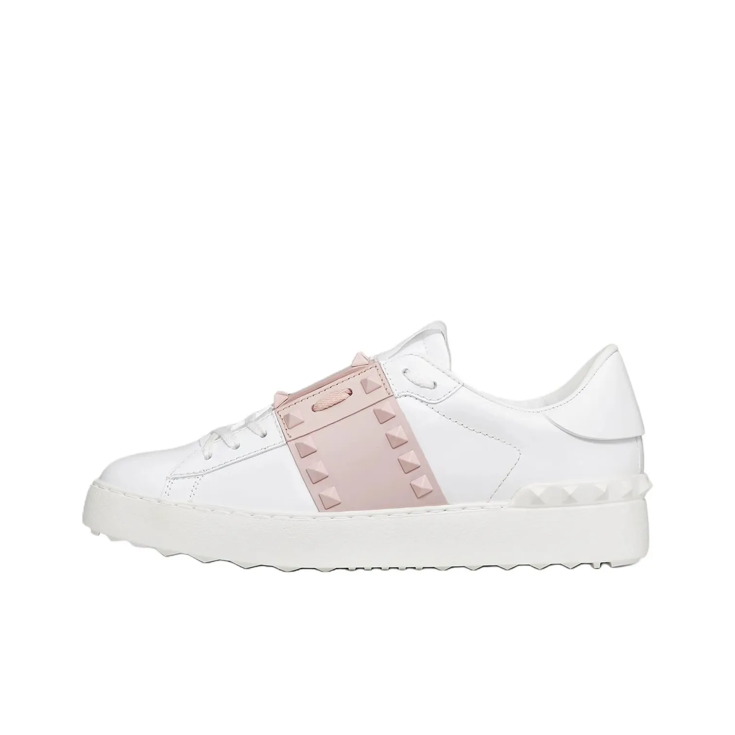 Valentino ROCKSTUD UNTITLED Garavani Low Top Stylish Skateboarding Shoes Women's White Pink