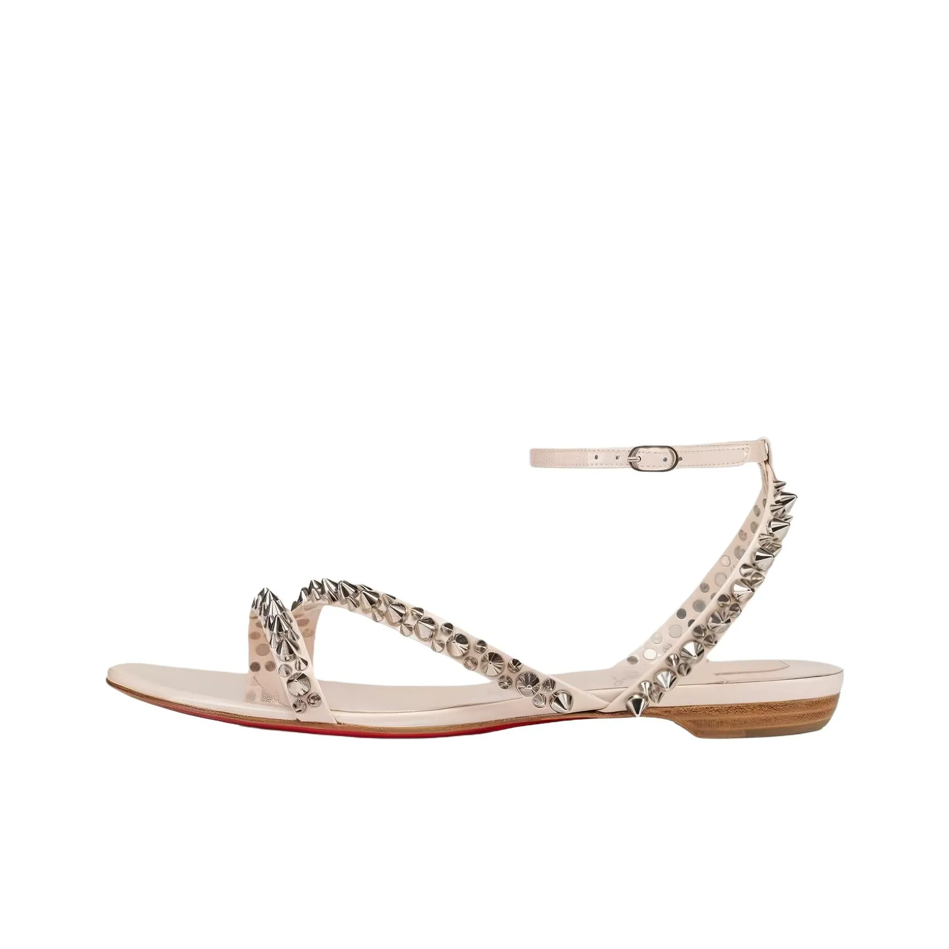 Christian Louboutin Mafaldina Spikes Leather Flat Sandals