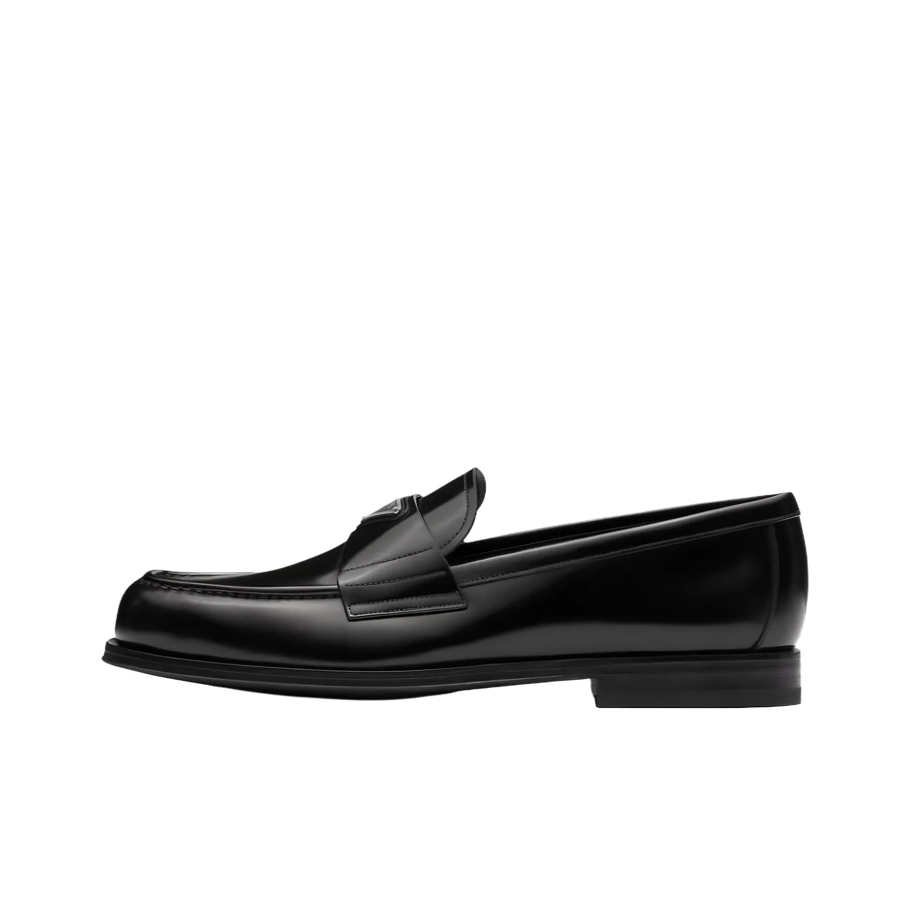 PRADA Triangle-logo Brushed-leather Loafers