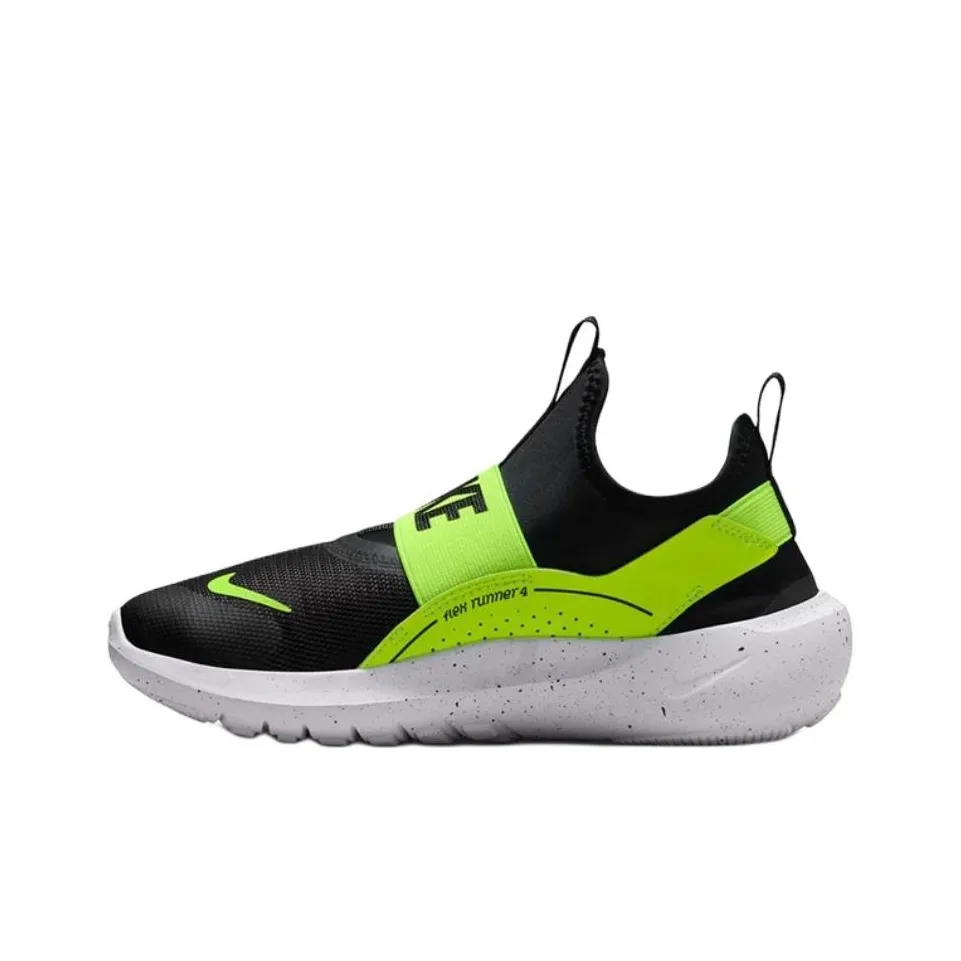 Nike Flex Runner Устойчивый к истиранию Низкий Топ Детские Беговые Кроссовки Черный Белый Желтый Подростки