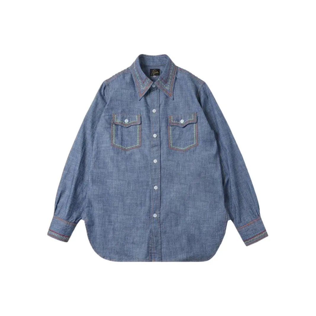 Needles Collaboration Мужские Синие Рубашки