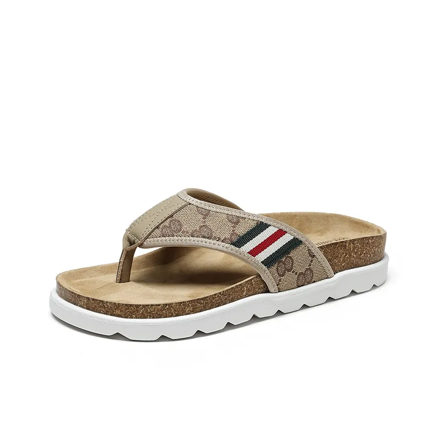 Wolves • Family QUNLANGSHIJIA Антибактериальные Устойчивые к истиранию Шлепанцы Мужские Бежевые