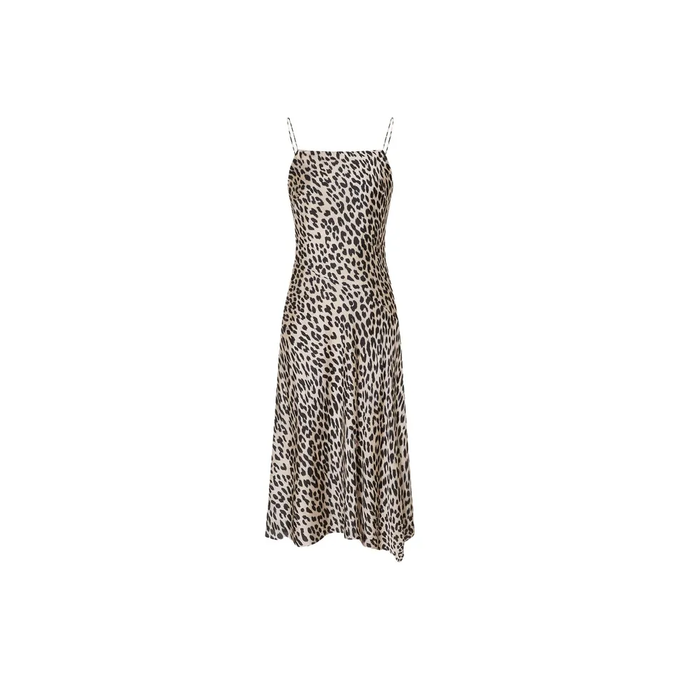 MOCO Slip Dress Women's Camel Brown Leopard Print
