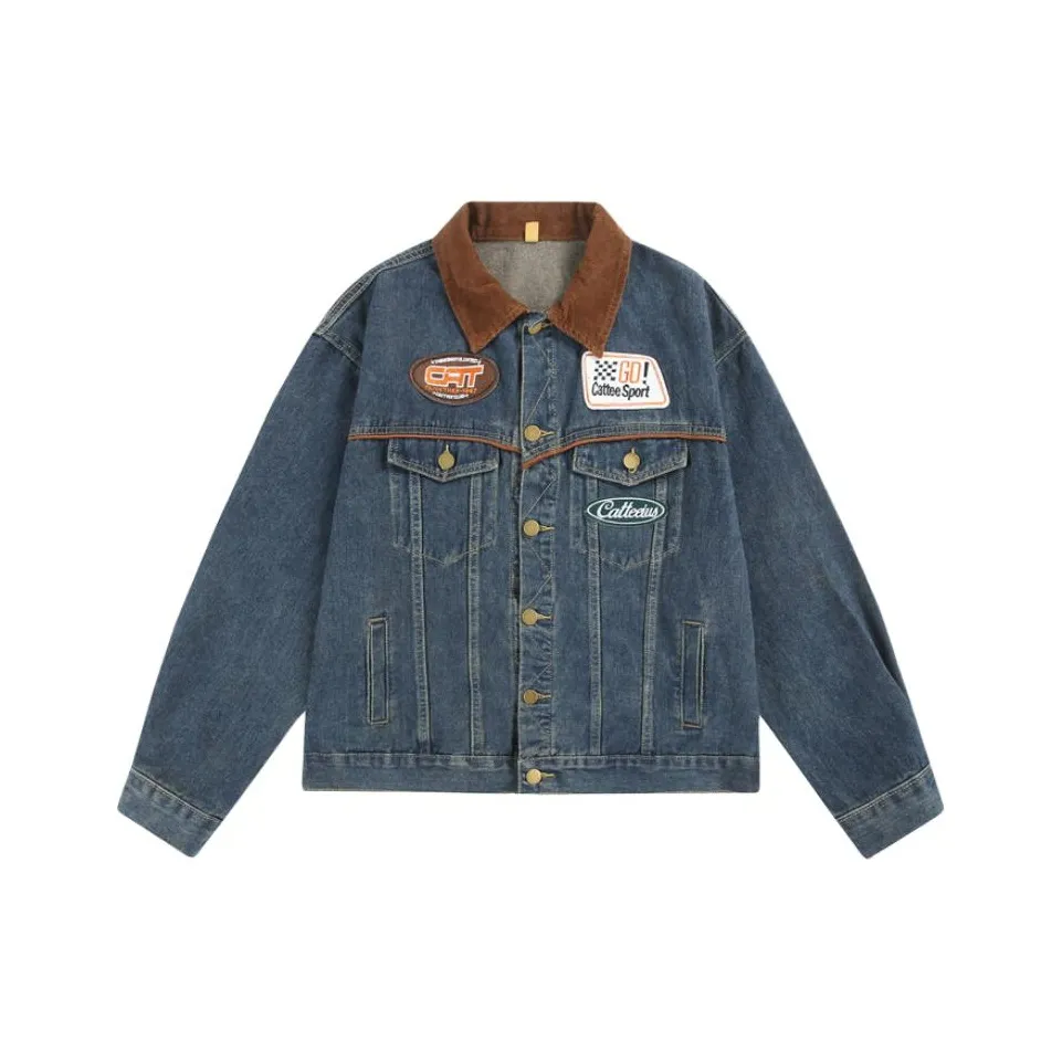 HYLHYL Винтажный синий Унисекс Джинсовые куртки