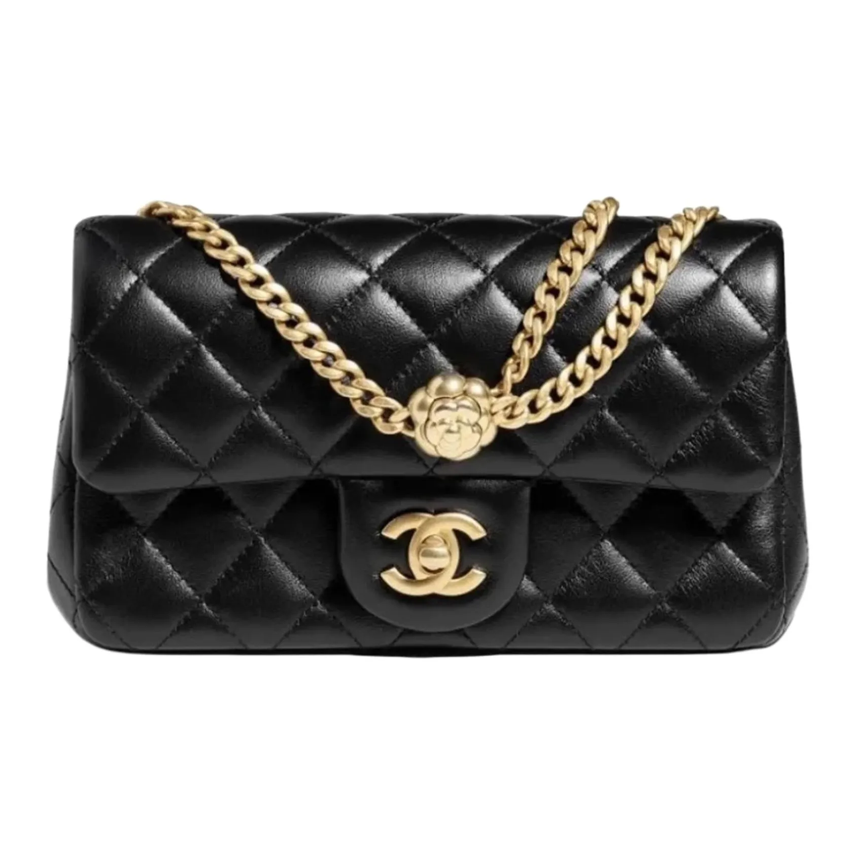CHANEL Sheepskin Chain Bag, Shoulder Bag, Crossbody Bag Mini Women's Black