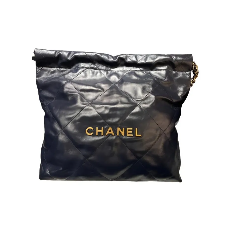 CHANEL 22Bag Shiny Calfskin Trash Bag, Crossbody Bag, Shoulder Bag Trumpets Women's Dark Blue