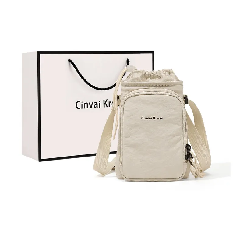 CinvaiKrose Ткань Водонепроницаемая Чехол для телефона Мини Женский Экрю Черный