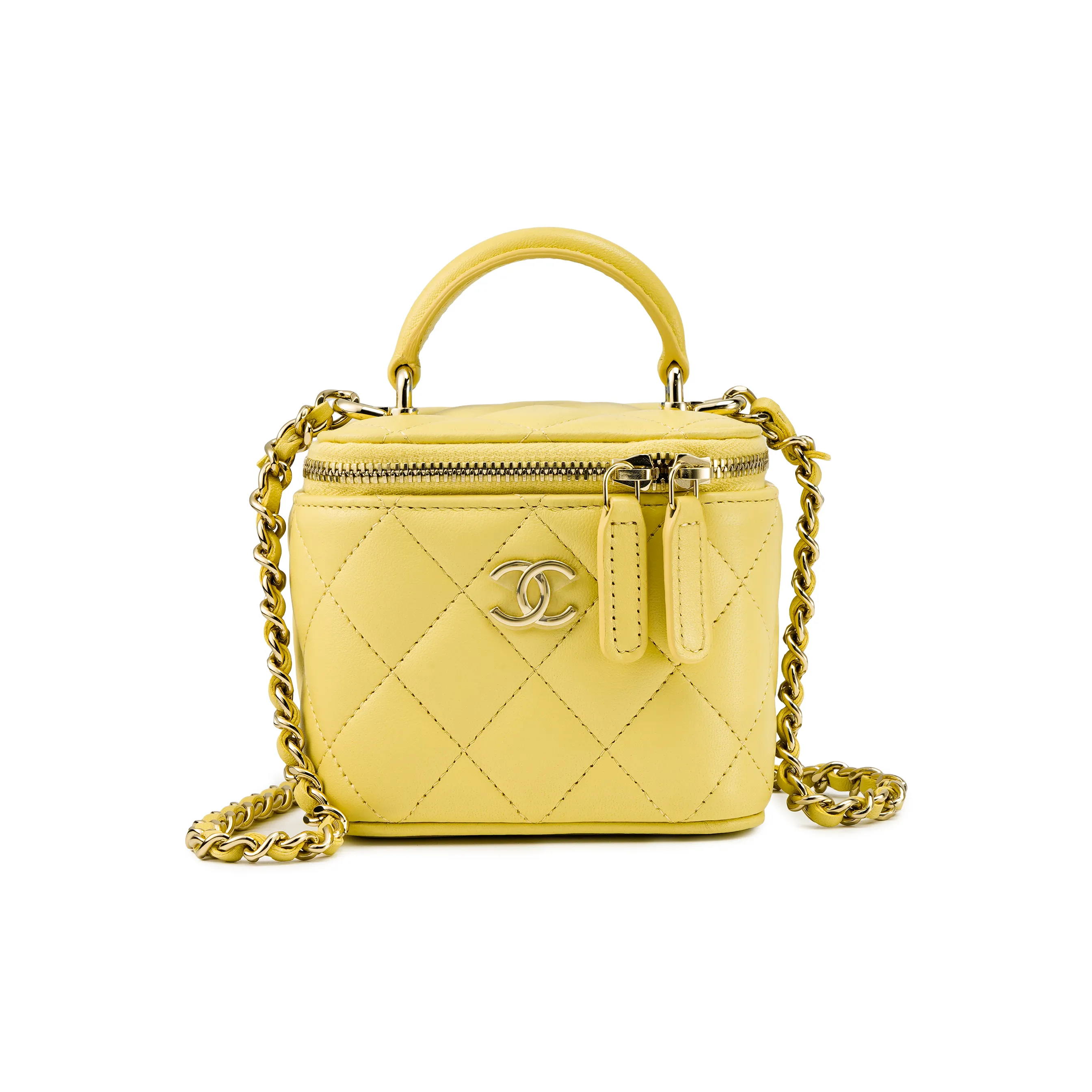 CHANEL Sheepskin Box Bag, Handbag, Shoulder Bag, Crossbody Bag Women's Yellow