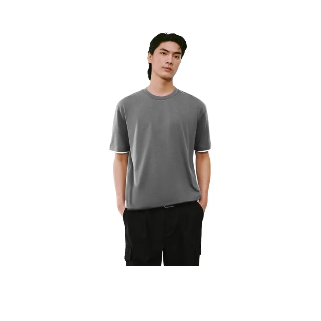 URBAN REVIVO Холодный серый Мужская футболка с коротким рукавом