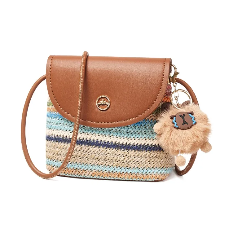 Joy Mario Ткань Синтетическая кожа Сумка через плечо Женская Радужный Бежевый Абрикос