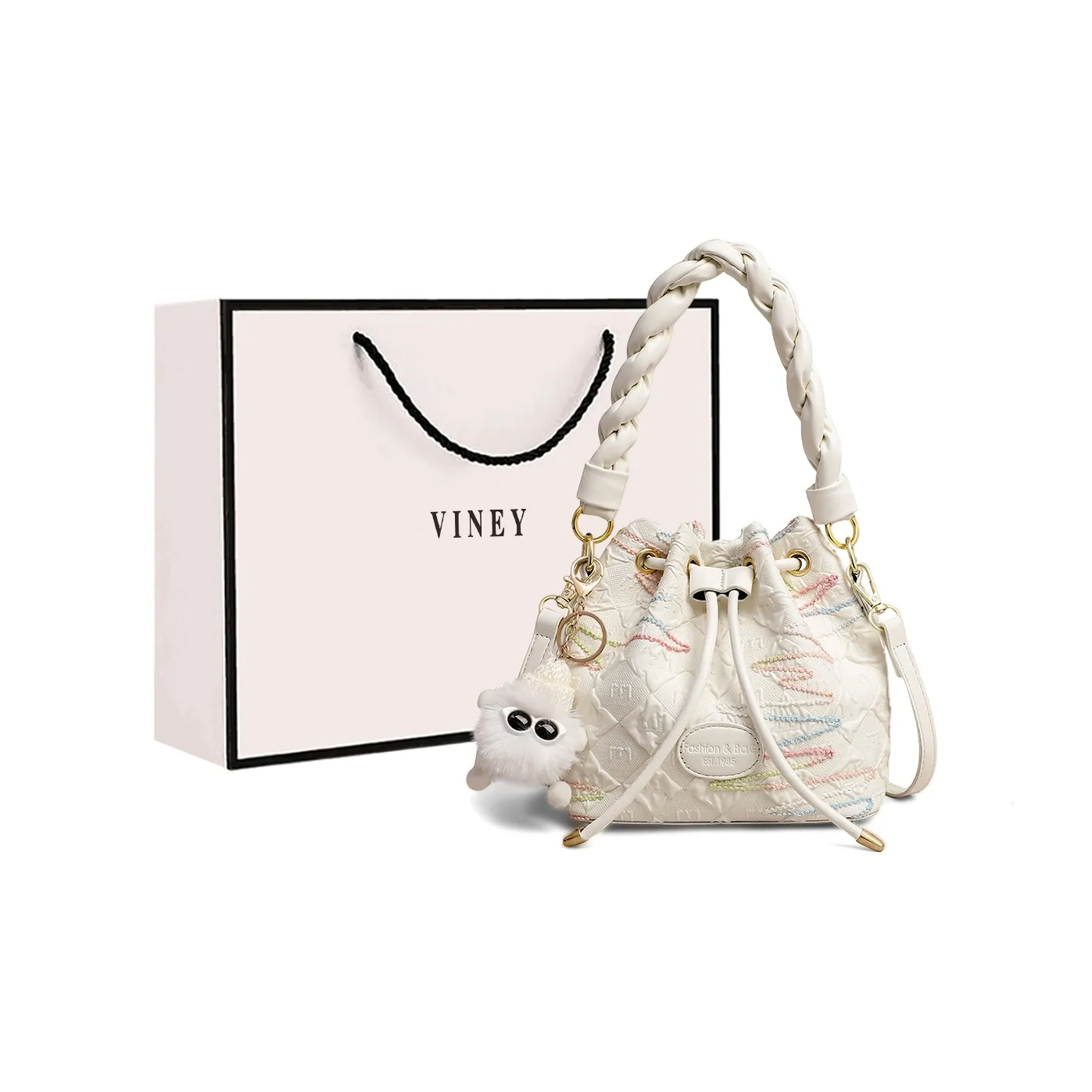 VINEY Ткань Сумка Сумка через плечо Сумка через плечо Стандартная Женская Экрю