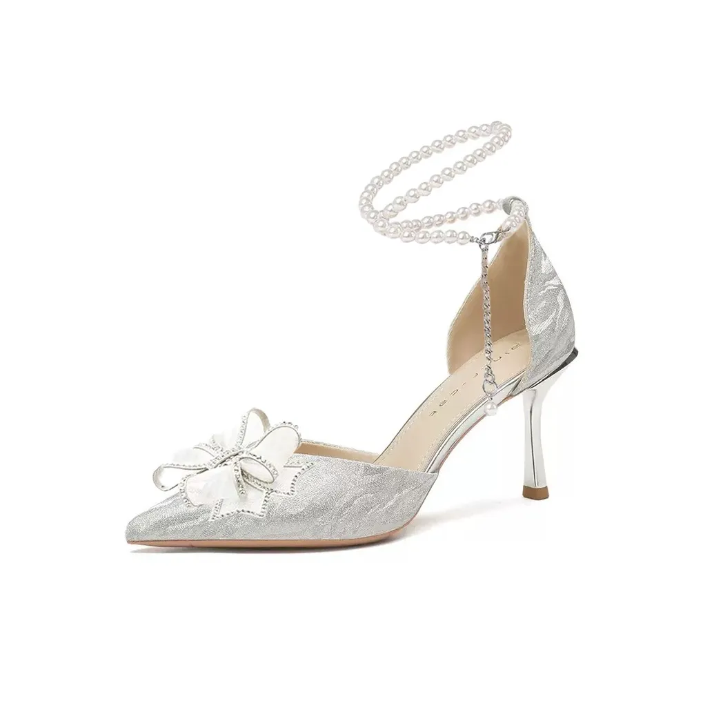 Ainer Кошка Узкий каблук Высокие каблуки 8 см Женские Серебряный