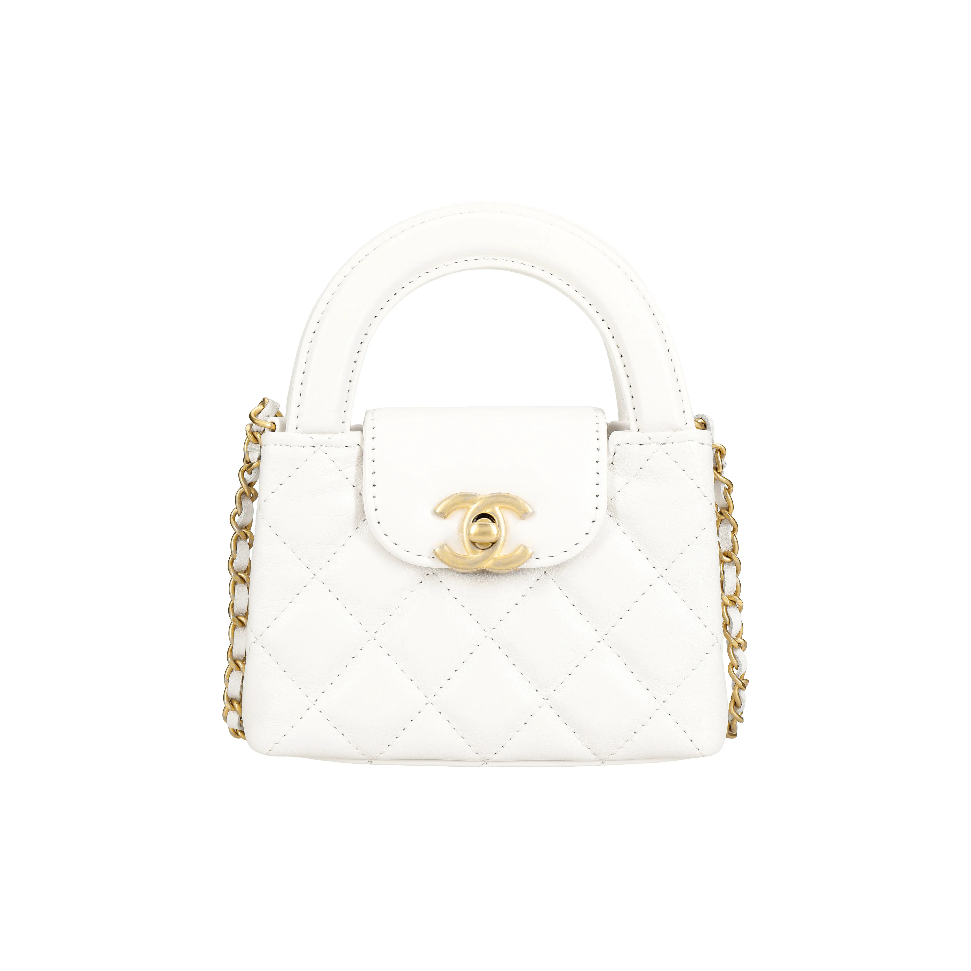 CHANEL Cow Leather Clutch, One Shoulder Handbag Regular Women's White