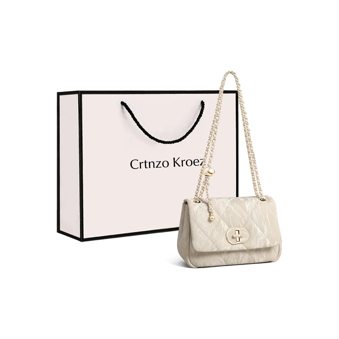 Crtnzo Kroez Сумка через плечо из коровьей кожи стандартная женская цвет экрю