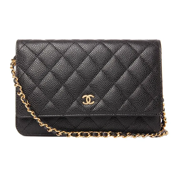 CHANEL WOC Litchi Grain Cow Leather Crossbody Bag, Shoulder Bag Women's Black