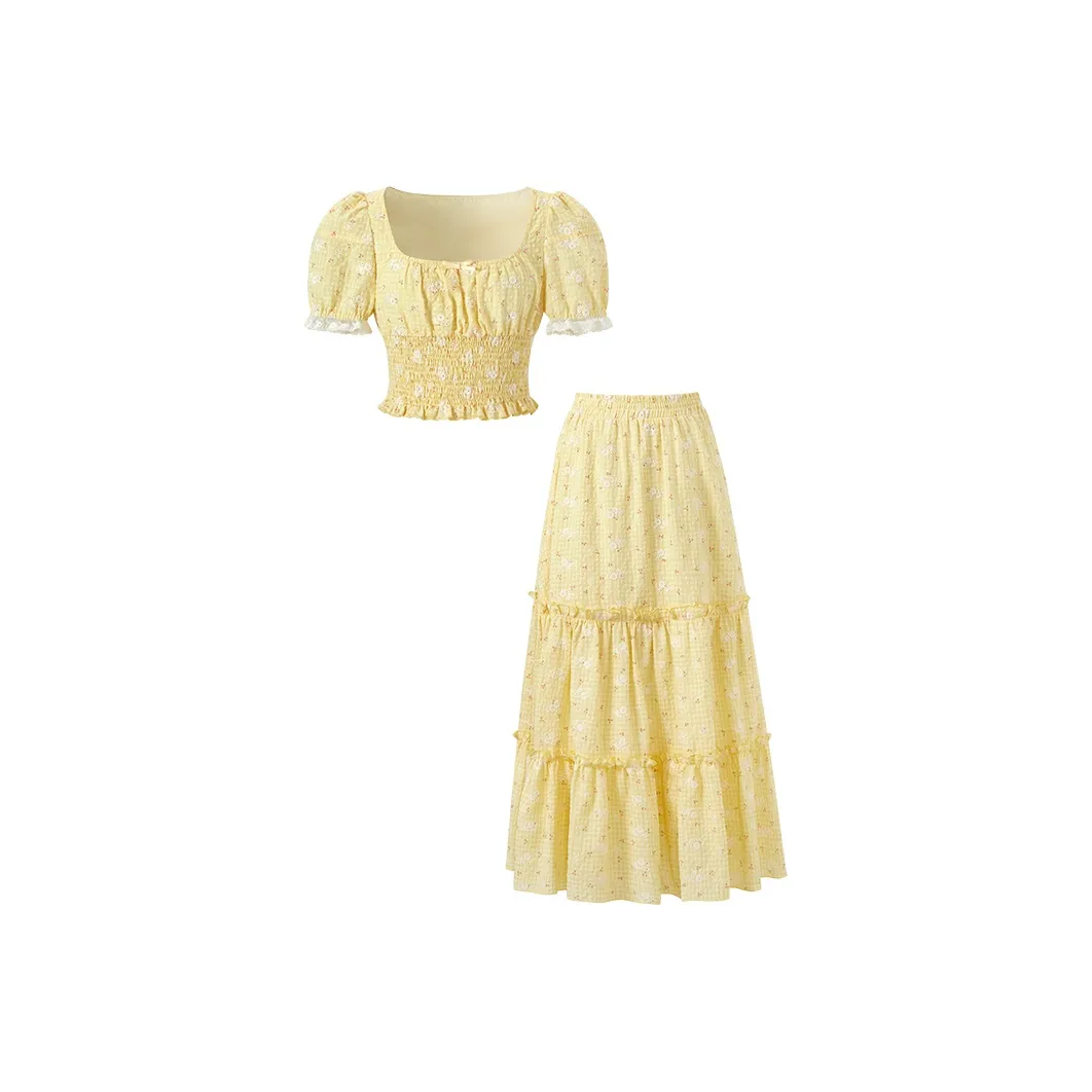 ACAINES Лимон Одежда Комплекты Женские с юбкой