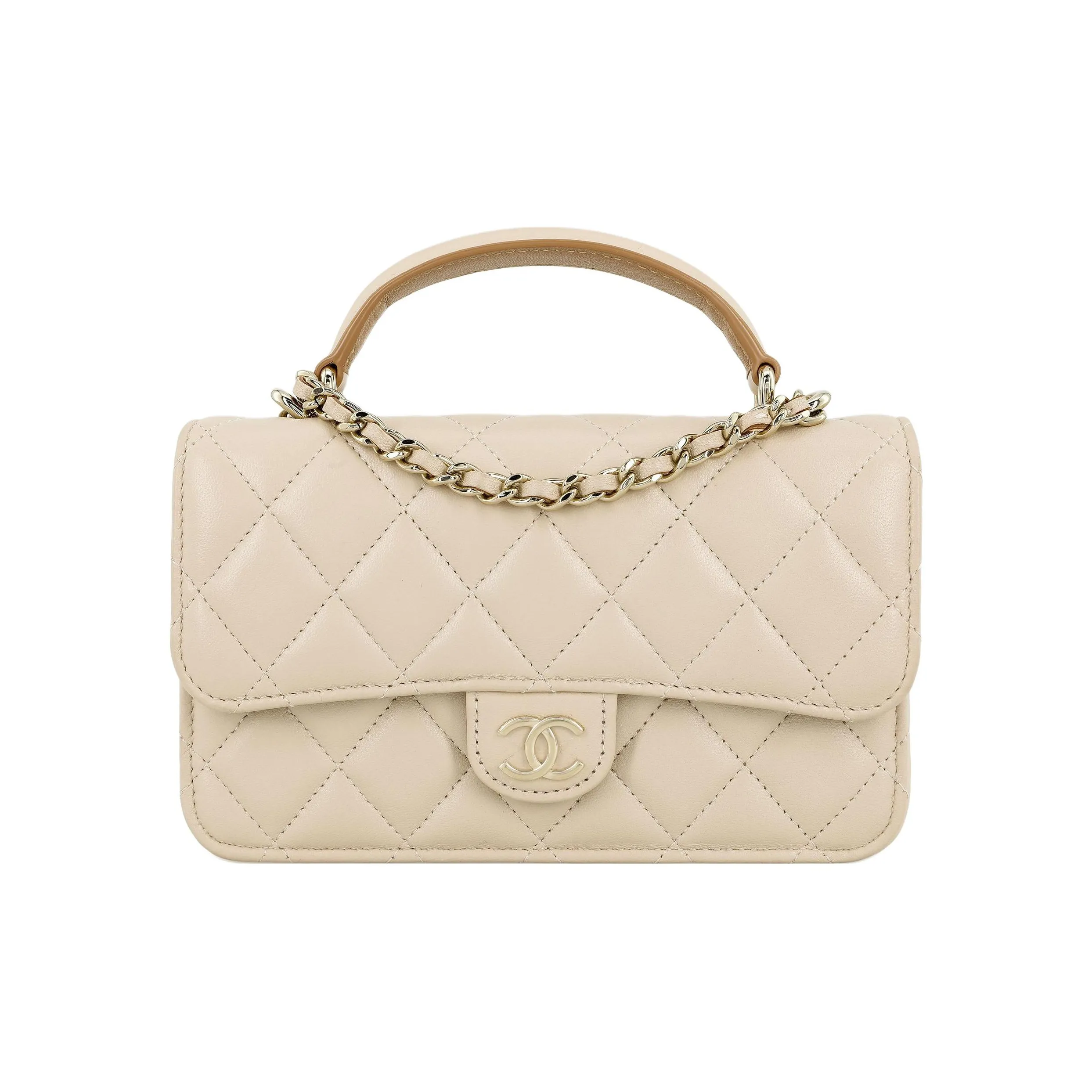 CHANEL Clutch/Phone Holder With Chain Beige