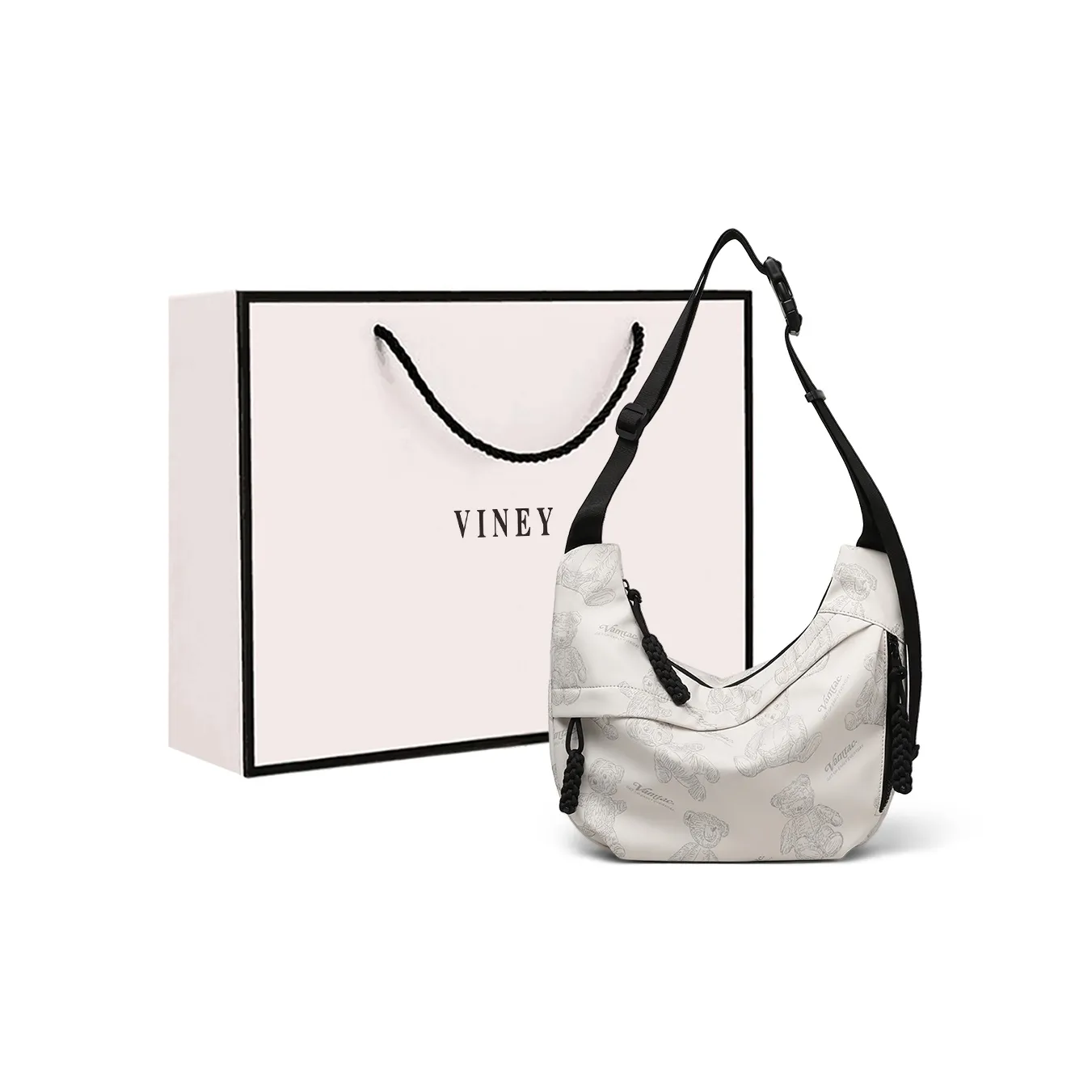 VINEY Сумка через плечо из ткани женская экрю светло-фиолетовый