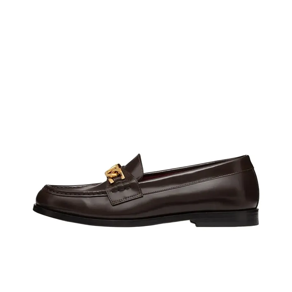 Valentino VLogo Chain Almond Toe Slip On Loafers