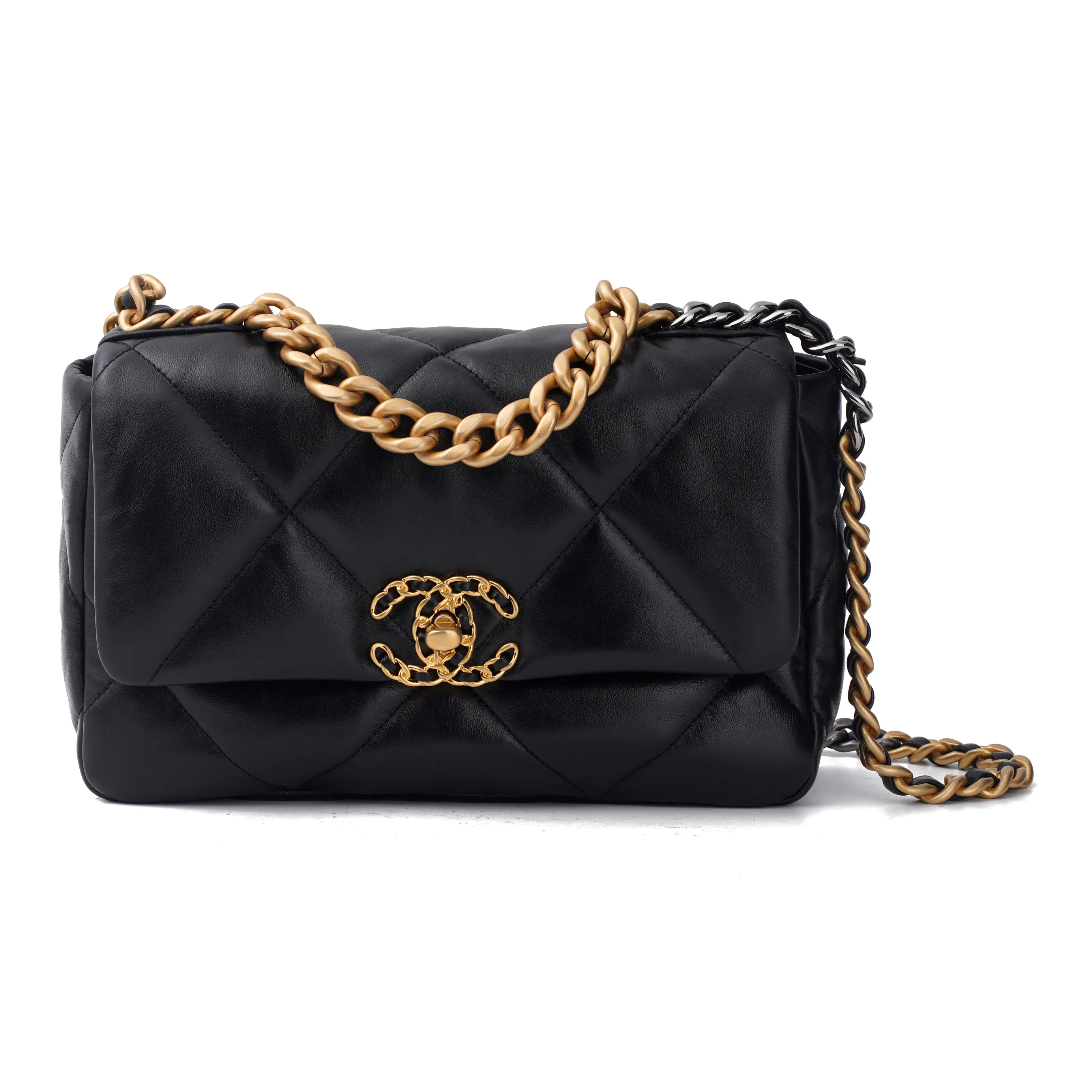 CHANEL 19 Flap Bag Goatskin Gold-Tone
