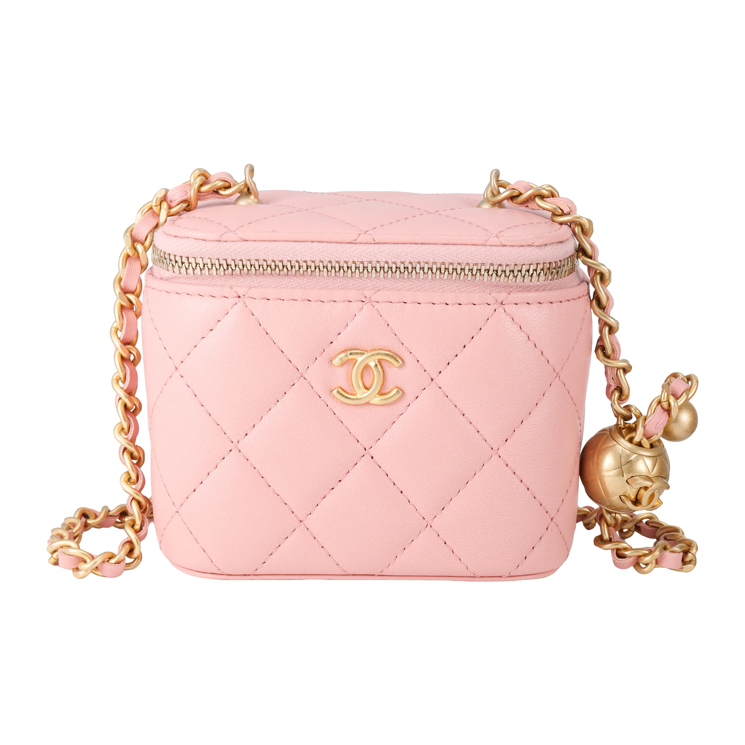 CHANEL Lambskin And Gold Metal Box Bag, Shoulder Bag, Crossbody Bag Trumpets Women's Pink