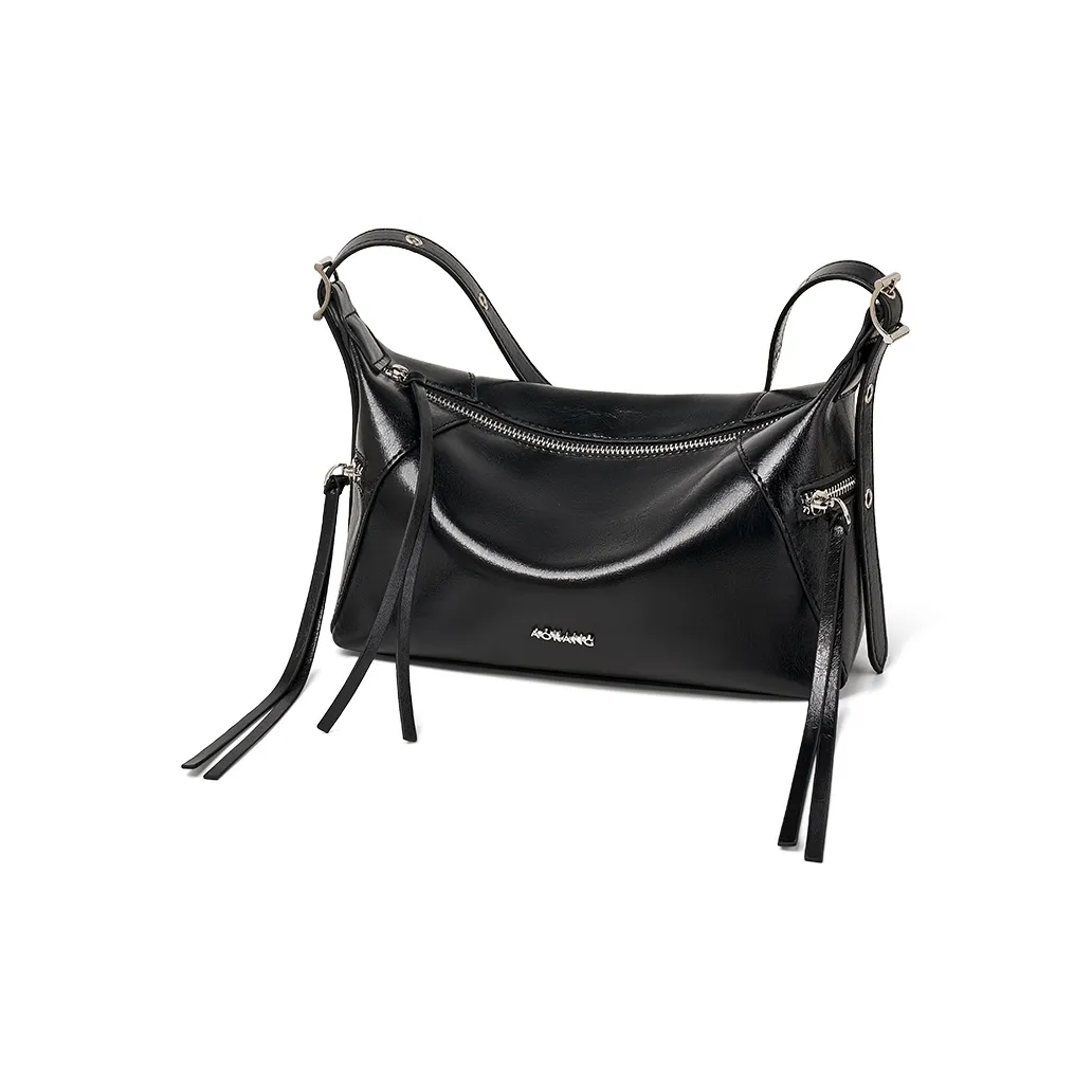 AOKANG Коровья кожа Тоут Подмышечный Сумка через плечо Маленькая квадратная сумка Средний Женская Классический черный Экрю