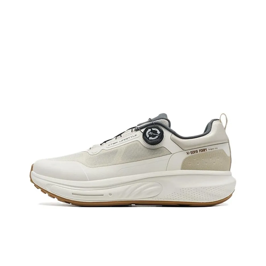 XTEP Износостойкий Дышащий Амортизирующий Низкий Топ Casual Мужской Серый Белый