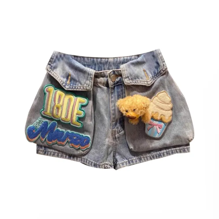 INNI Синие Мультяшные Шорты Женские Джинсовые Шорты