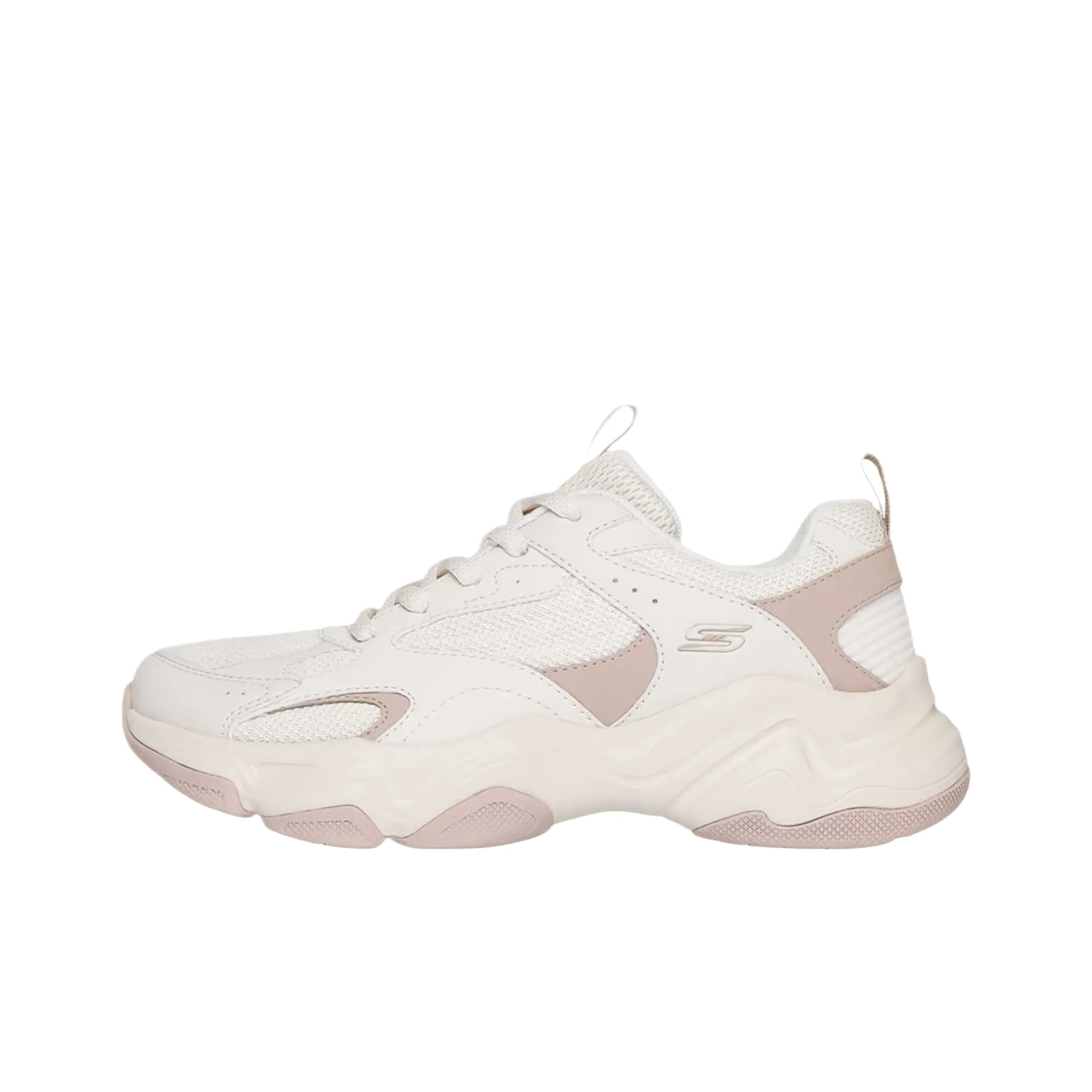 Skechers Дышащие Легкие Увеличивающие Высоту Низкие Кроссовки для Тренировок Женские Белые