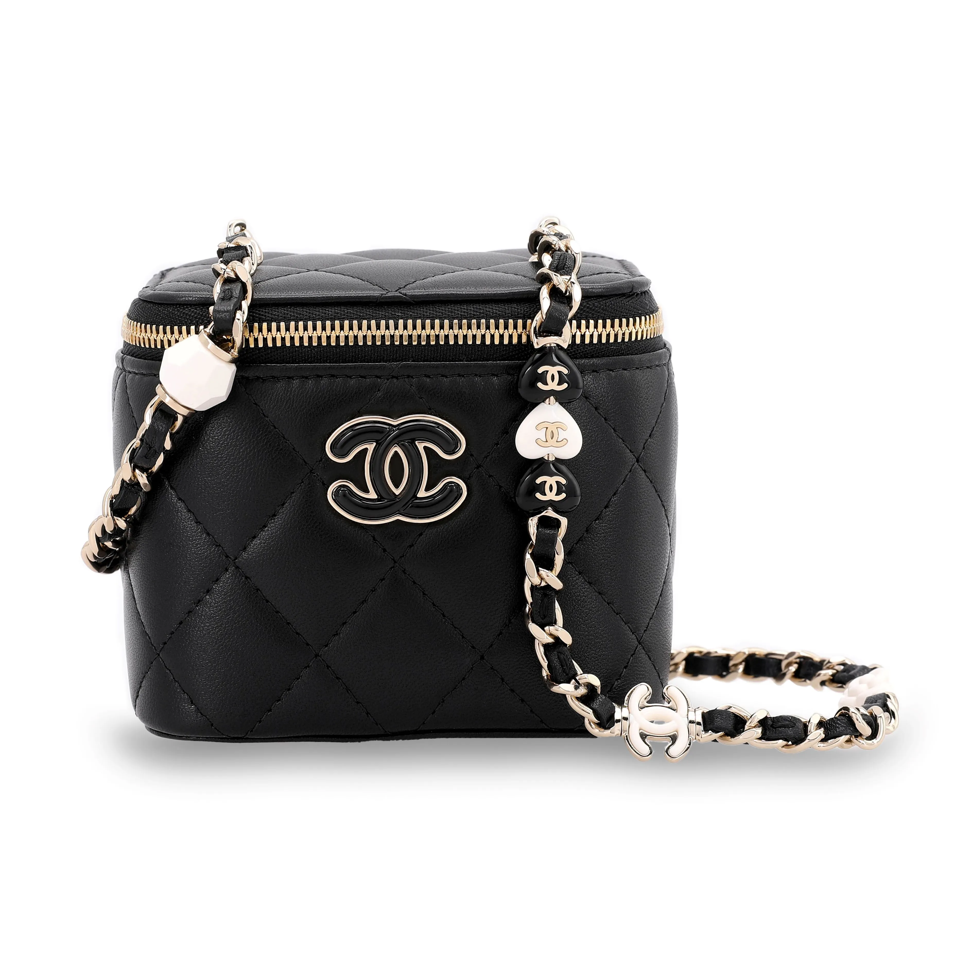CHANEL Lambskin Box Bag, Shoulder Bag, Crossbody Bag, Clutch Trumpets Women's Black