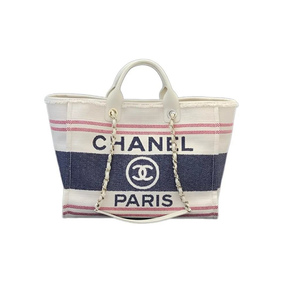 CHANEL Cow Leather Beach Bag, Tote Bag, Shopping Bag, Shoulder Bag, Crossbody Bag, Handbag Women's Beige