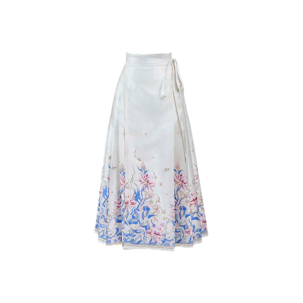 SONDR Белая вышитая версия китайская юбка с узором "конское лицо" женская ханьфу