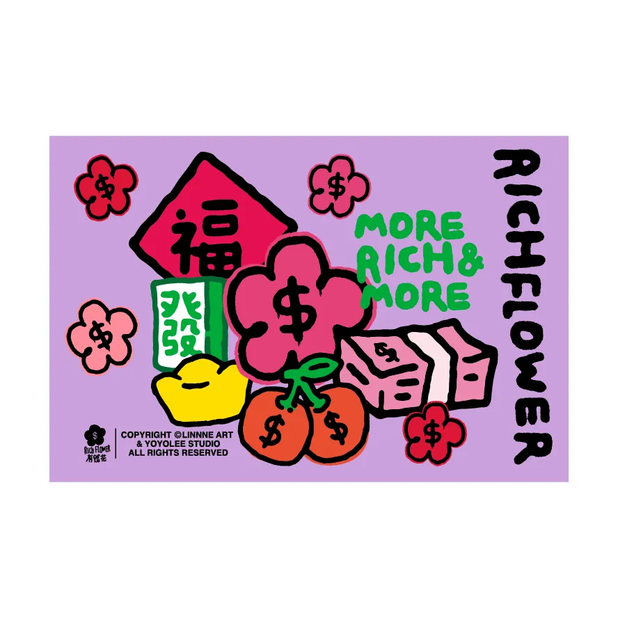 RICH FLOWER 6 Стилей OF GREETING Карточки с WISHES Мерч по IP