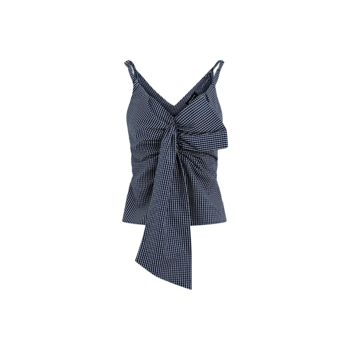 URBAN REVIVO Темно-синий клетчатый женский топ